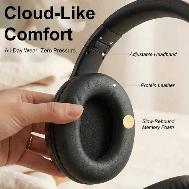 Alt view image 5 of 7 - Wired Over Ear Headphones with Mic, USB-C Adapter, Black | USB-C adapter included, 3.5mm connection, comfortable ear cushions, lightweight design with mic for work, calls and daily use