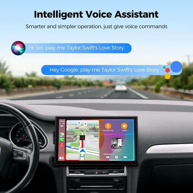 Alt view image 4 of 7 - 7" Wireless CarPlay and Android Auto Screen with Magnetic Mount | Portrait/Landscape Switch, Portable Car Stereo with Bluetooth, Mirror Link, GPS Navigation, OTA Update, Siri/Google Assistant