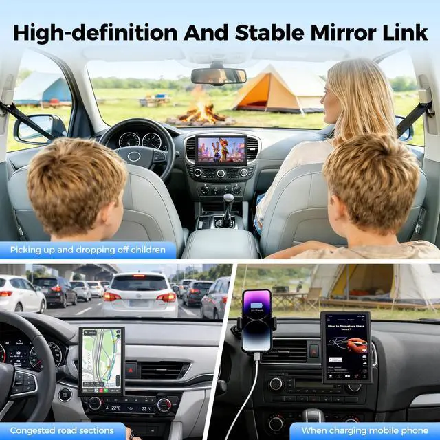 Alt view image 5 of 7 - 7" Wireless CarPlay and Android Auto Screen with Magnetic Mount | Portrait/Landscape Switch, Portable Car Stereo with Bluetooth, Mirror Link, GPS Navigation, OTA Update, Siri/Google Assistant