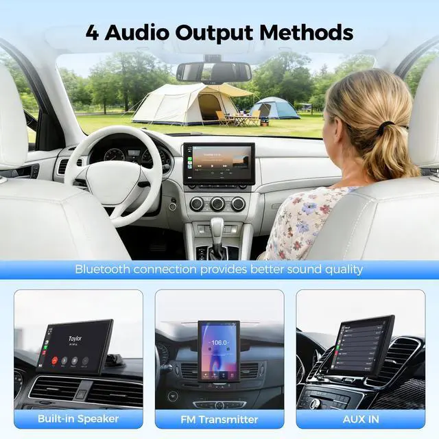 Alt view image 6 of 7 - 7" Wireless CarPlay and Android Auto Screen with Magnetic Mount | Portrait/Landscape Switch, Portable Car Stereo with Bluetooth, Mirror Link, GPS Navigation, OTA Update, Siri/Google Assistant