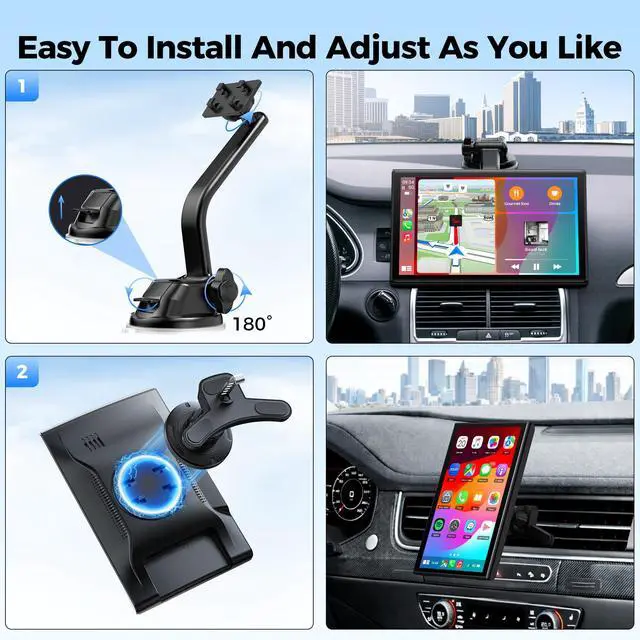 Alt view image 7 of 7 - 7" Wireless CarPlay and Android Auto Screen with Magnetic Mount | Portrait/Landscape Switch, Portable Car Stereo with Bluetooth, Mirror Link, GPS Navigation, OTA Update, Siri/Google Assistant