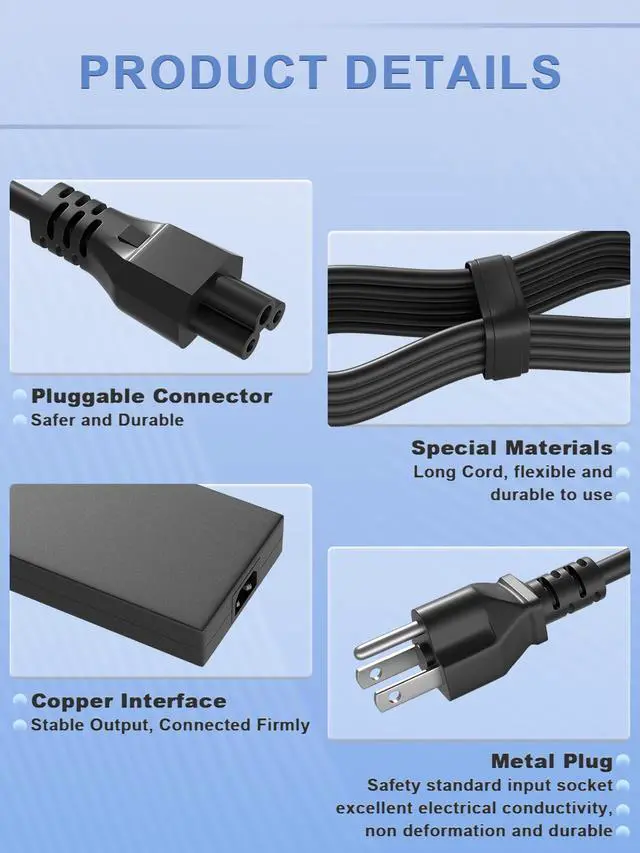 Alt view image 4 of 6 - 230W AC Charger Compatible with Acer Nitro 5 7 14 16 17 18 AN18-61 AN16 AN17 AN515 AN517 AN14-41 Predator Helios Neo 14 16S 300 PHN14 PHN16S-71 Triton 14 16 Laptop