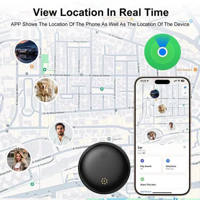 Alt view image 6 of 7 - GPS Tracker for Vehicles,Mini Tracking Devices for Cars Hidden,Magnetic GPS Locator Global Coverage Real-Time Tracking(Work with iOS and Android),No Monthly Fee Subscription No SIM Card Required