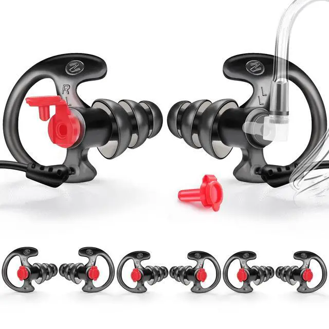 Main image of Triple Flanged Earpiece, Comfortable Silicone Earmould Earbud Earplug - Black, Medium, Pair of 4