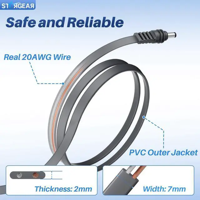 Alt view image 3 of 7 - Starlink Mini Cable 9.8FT, 20AWG Starlink Mini Flat Hidden DC Power Cable, Ultra Slim Waterproof Power Cord for Easy Door & Window Closing, Starlink Mini Accessories for RV Camping Travel