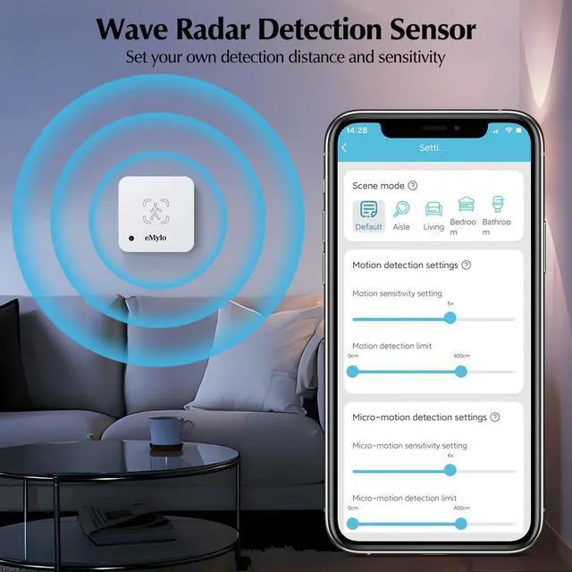 Alt view image 3 of 6 - WiFi Human Presence Sensor, Millimeter Wave Radar Motion Detector | 3 Pack, No Hub Required, 24/7 Smart Detection for Home & Business, Compatible with Tuya/Smart Life App