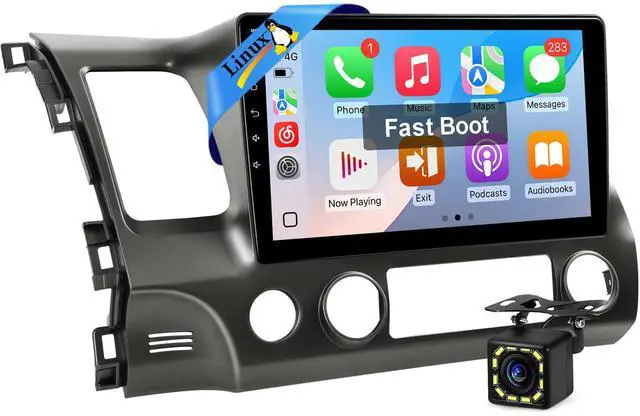 Main image of Linux Car Stereo for Honda Civic 2006 to 2011 Radio | 10.1'' IPS Screen Fast Boot Radio for Civic Car Play with Wireless Carplay Android Auto SWC FM Bluetooth Backup Camera