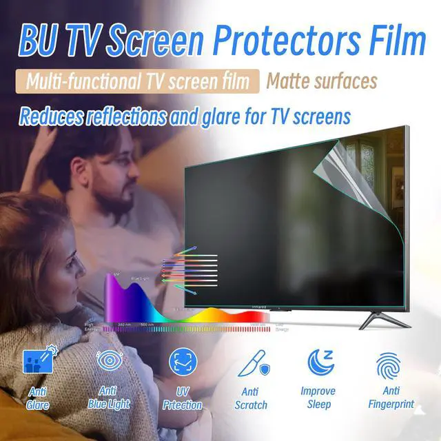 Alt view image 2 of 7 - Anti Glare TV Screen Protector for 50 InchTV, Indoor Outdoor Anti Glare TV Film Blue Light Screen Frosted Film