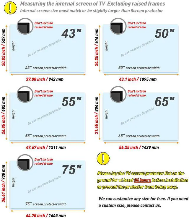 Alt view image 7 of 7 - Anti Glare TV Screen Protector for 50 InchTV, Indoor Outdoor Anti Glare TV Film Blue Light Screen Frosted Film