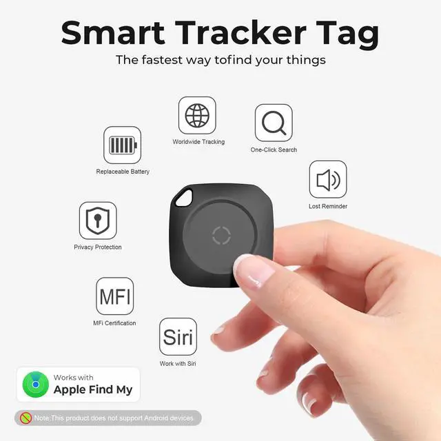 Alt view image 2 of 7 - Tracker Tags-4 Pack(iOS Only), ltem Finder Smart Tag Set Black | IP67 Waterproof, Loud Beep, Replaceable Battery, Smart Tag for Keys, Bags, Luggage, Pets, Wallet, Compatible with Find My APP