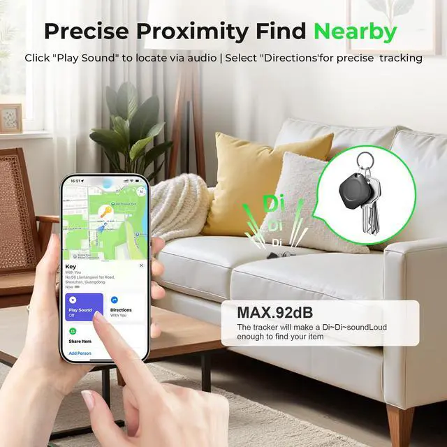 Alt view image 3 of 7 - Tracker Tags-4 Pack(iOS Only), ltem Finder Smart Tag Set Black | IP67 Waterproof, Loud Beep, Replaceable Battery, Smart Tag for Keys, Bags, Luggage, Pets, Wallet, Compatible with Find My APP