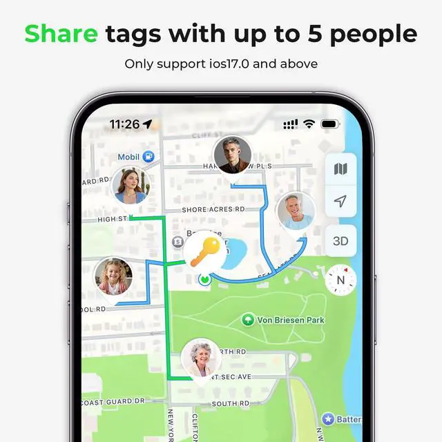 Alt view image 6 of 7 - Tracker Tags-4 Pack(iOS Only), ltem Finder Smart Tag Set Black | IP67 Waterproof, Loud Beep, Replaceable Battery, Smart Tag for Keys, Bags, Luggage, Pets, Wallet, Compatible with Find My APP