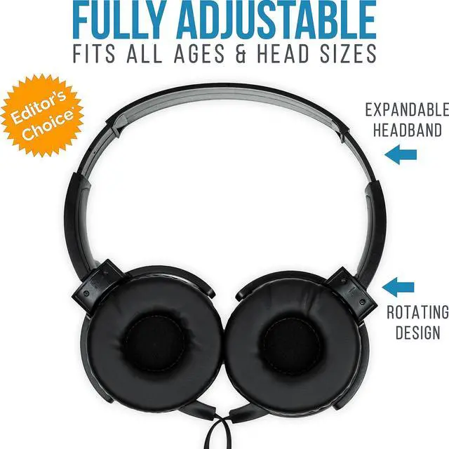 Alt view image 4 of 6 - Classroom Headphones (10 Pack, Stealth) - On-Ear Premium Student Bulk Headphones: Perfect for Kids K-12, Schools & Class Sets (Durable, Great Value, Noise Reducing, Comfortable, Easy-to-Clean)