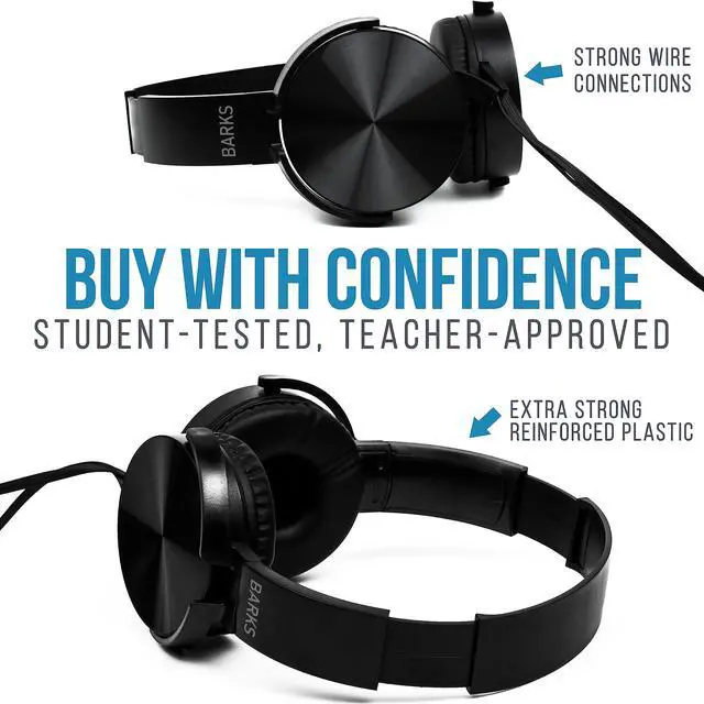 Alt view image 6 of 6 - Classroom Headphones (10 Pack, Stealth) - On-Ear Premium Student Bulk Headphones: Perfect for Kids K-12, Schools & Class Sets (Durable, Great Value, Noise Reducing, Comfortable, Easy-to-Clean)