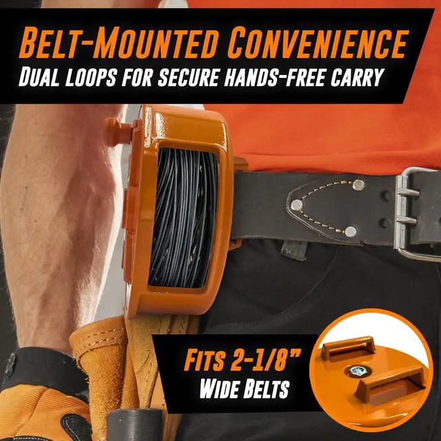 Alt view image 3 of 6 - Mutt Tools Aluminum Tie Wire Reel with Belt Loops 12-18 Gauge Dispenser | Aluminum, Dual Belt Loops, 12-18 Gauge, Lightweight, Ambidextrous