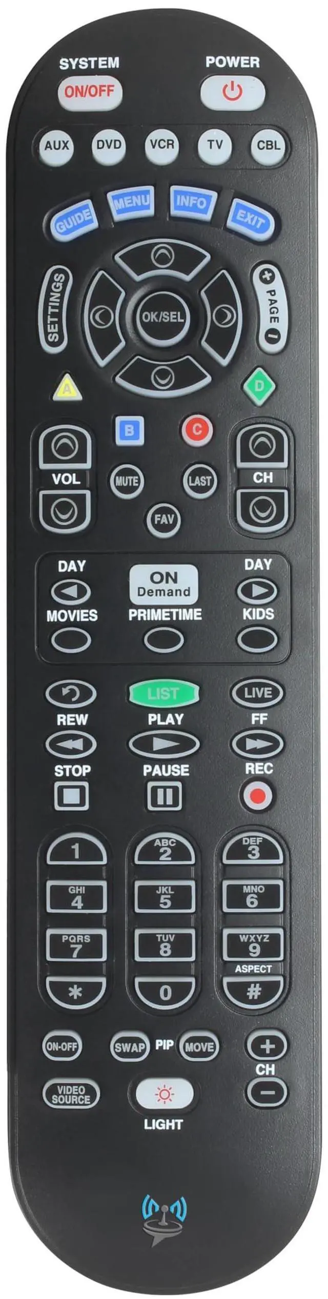 Main image of Remote Control Replacement UR5U-8780L Clikr5 Compatible with Spectrum/Charter Cable Set-Top Boxes, TVs, and Audio Devices - Matte Black ABS Plastic RC with Batteries Included