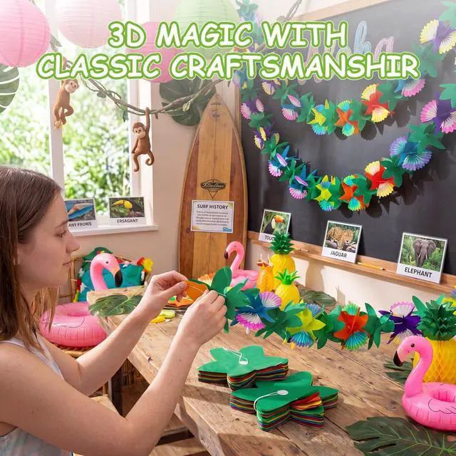 Alt view image 4 of 7 - 3 Pcs Vbs 2026 Decorations 7x6 ft Rainforest Falls Backdrop with 2 Pcak 9.8 ft Garland Set Tropical Bible Theme for Sunday School Photo Props Banner Hawaiian Jungle Party Supplies