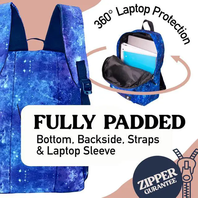 Alt view image 4 of 7 - Galaxy Backpack for Boys, Girls, Teens, Boys' Pack for School, Kids' Bookbags with Padded Laptop Compartment, Space Backpack, Blue Galaxy, 17 Inch