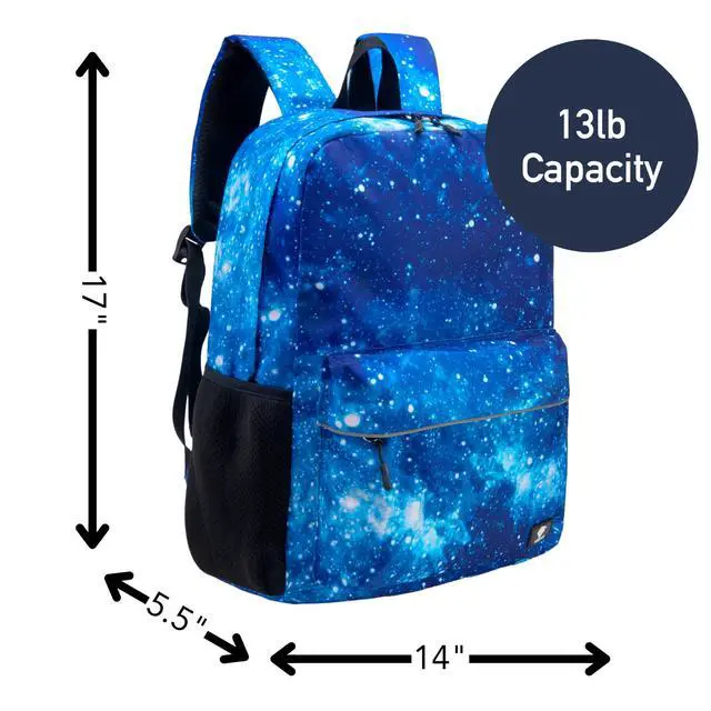 Alt view image 6 of 7 - Galaxy Backpack for Boys, Girls, Teens, Boys' Pack for School, Kids' Bookbags with Padded Laptop Compartment, Space Backpack, Blue Galaxy, 17 Inch