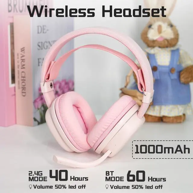 Alt view image 6 of 7 - G7 Wireless Gaming Headset, Surround Sound 10ms Low Latency, PC Headset with Detachable Noise Canceling Mic, 40mm Driver, Tri-Mode 2.4G/BT5.2/Wired, Over Ear Headphone for PS5,PS4,Switch