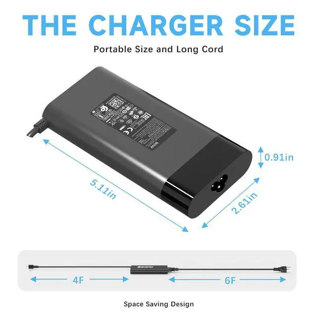 Alt view image 3 of 7 - 90W USB-C Charger Compatible with HP Spectre Envy x360 | 20V 4.5A Type-C Adapter. Fits EliteBook 1040, ZBook x2, 14-17. Replaces 904144-850 ADP-90FE L45440-003 2LN85AA