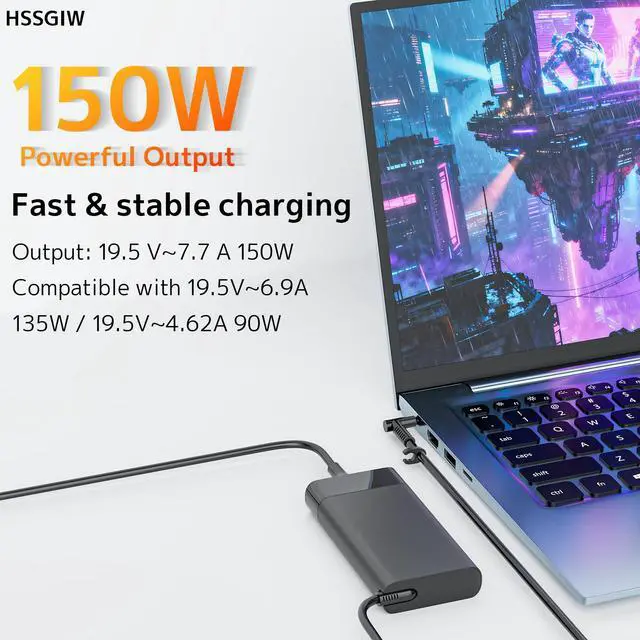 Alt view image 5 of 7 - 150W Laptop Charger for HP ZBook OMEN Victus Pavilion Blue Tip Power Supply | Stable Power | Smart Temperature Control | Wide Compatibility | Compact Design | Premium Components