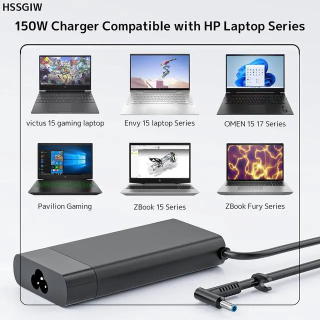 Alt view image 7 of 7 - 150W Laptop Charger for HP ZBook OMEN Victus Pavilion Blue Tip Power Supply | Stable Power | Smart Temperature Control | Wide Compatibility | Compact Design | Premium Components
