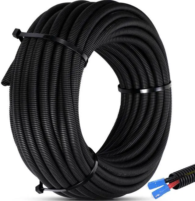 Main image of 2 Inch x 20 ft Split Wire Loom Tubing Protector Plastic Electric Wire Covers Flexible Conduit Hose Protector Automotive Cable Insulation Sleeves