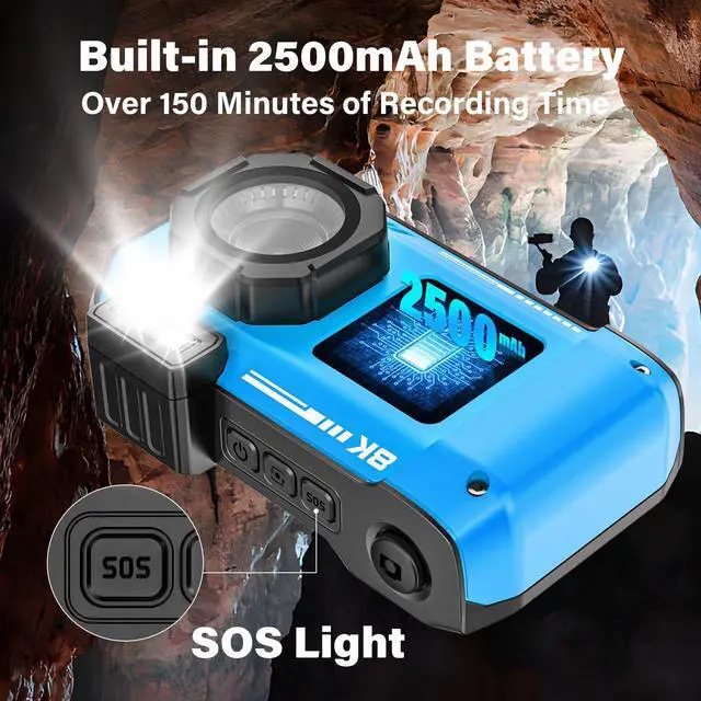 Alt view image 5 of 6 - 8K Underwater Camera, 33FT 70MP Waterproof Camera for Snorkeling Rugged Dustproof Shockproof Dual-Screen Selfie 2500mAh Battery, Autofocus Point-and-Shoot Digital Camera
