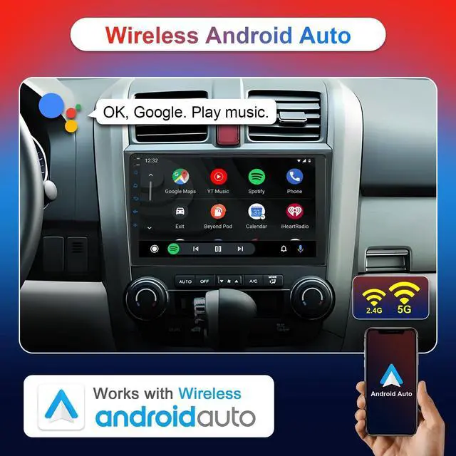 Alt view image 3 of 7 - Car Stereo Radio for Honda CRV 2007-2011, 9" Touch Screen Car Radio with Wireless Carplay/Android Auto with WiFi GPS Navigation, Bluetooth, SWC/FM Radio