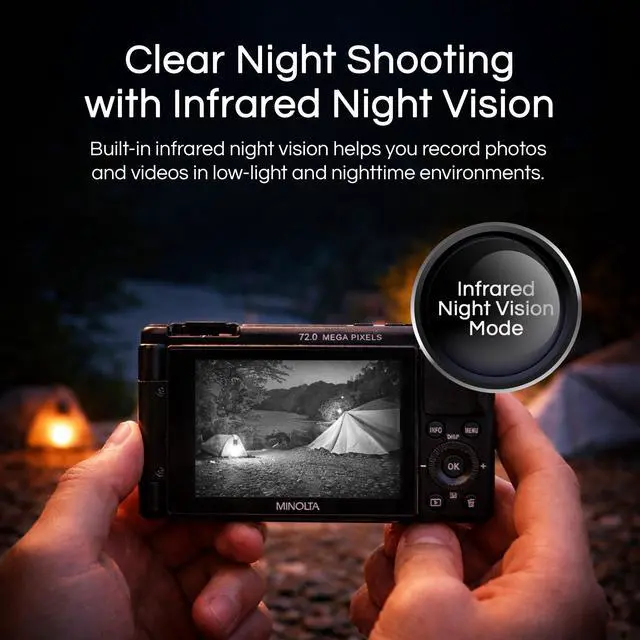 Alt view image 4 of 5 - MNZ3X 72MP 5K Digital Camera, w/24-75mm Optical Zoom Lens (Black) | Capture sharp HD video with an easy-to-use touchscreen and versatile zoom for everyday recording