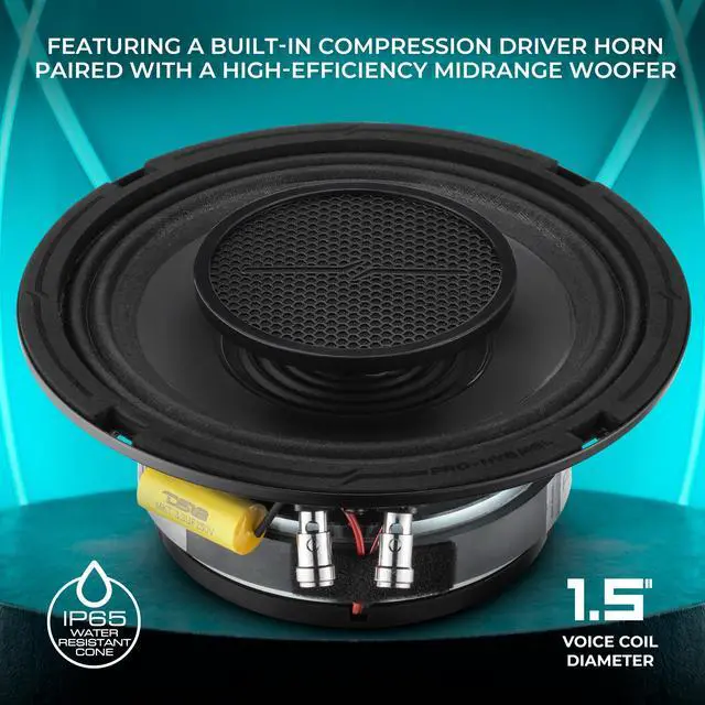 Alt view image 3 of 7 - PRO-HY6MSL 6.5" Shallow Hybrid Mid-Range Car Audio Loudspeaker with Built-in Driver and Grill Included 300W Max 150W RMS 8 Ohms (1 Speaker)
