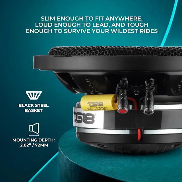 Alt view image 4 of 7 - PRO-HY6MSL 6.5" Shallow Hybrid Mid-Range Car Audio Loudspeaker with Built-in Driver and Grill Included 300W Max 150W RMS 8 Ohms (1 Speaker)