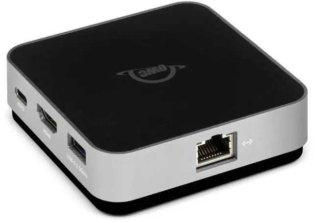Main image of USB-C Travel Dock E 6-Port 100W - HDMI 4K Gigabit Ethernet | 6 ports: 2x USB-A, HDMI 4K, SD card 312MB/s, 1GbE, USB-C 100W - Bus powered - Mac, PC, iPad, Chromebook - Integrated cable