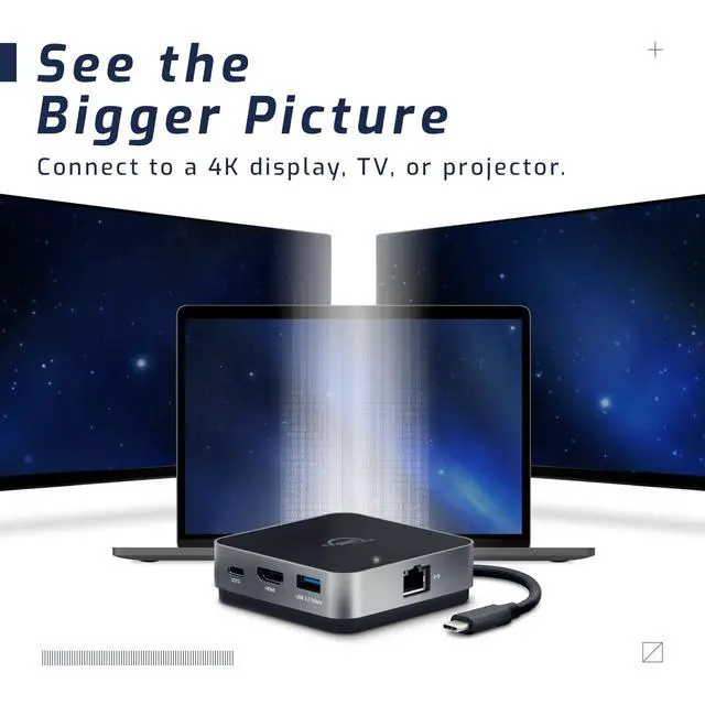 Alt view image 4 of 6 - USB-C Travel Dock E 6-Port 100W - HDMI 4K Gigabit Ethernet | 6 ports: 2x USB-A, HDMI 4K, SD card 312MB/s, 1GbE, USB-C 100W - Bus powered - Mac, PC, iPad, Chromebook - Integrated cable