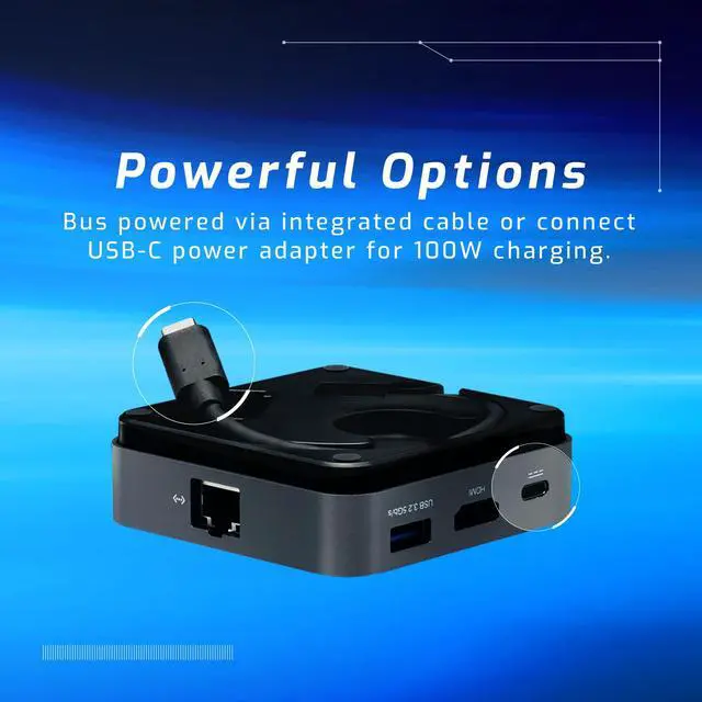 Alt view image 3 of 6 - USB-C Travel Dock E 6-Port 100W - HDMI 4K Gigabit Ethernet | 6 ports: 2x USB-A, HDMI 4K, SD card 312MB/s, 1GbE, USB-C 100W - Bus powered - Mac, PC, iPad, Chromebook - Integrated cable