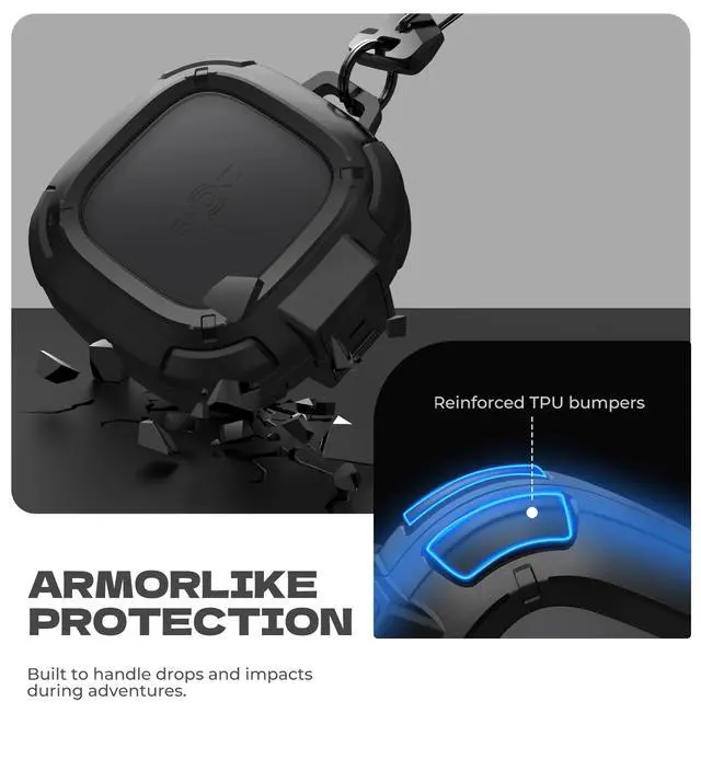 Alt view image 4 of 6 - for Shokz OpenFit 2 Case with Drop-Proof Lock, Shockproof Rugged Bumper Cases Protective Cover with Carabiner & Keyring & Cleaner Kit for Shokz OpenFit 2 (2025) Black