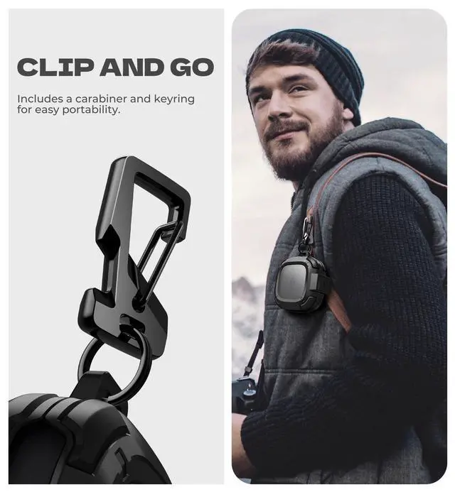 Alt view image 5 of 6 - for Shokz OpenFit 2 Case with Drop-Proof Lock, Shockproof Rugged Bumper Cases Protective Cover with Carabiner & Keyring & Cleaner Kit for Shokz OpenFit 2 (2025) Black
