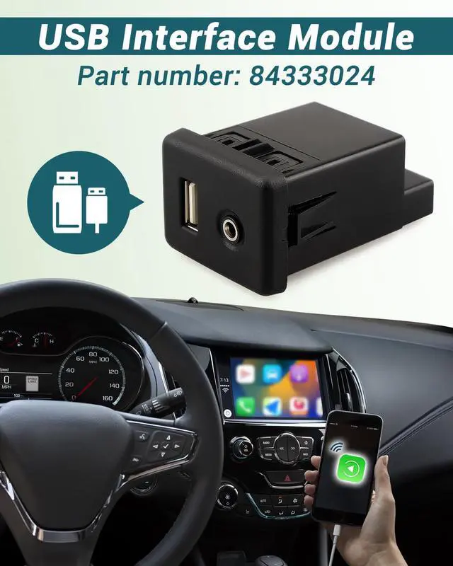 Alt view image 4 of 6 - Jet Black Audio Player and USB Receptacle Interface Module Fit for Chevrolet Cruze GMC Cadillac Buick Model Replace 84333024 with Installation Tools Without Cover