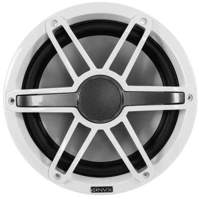 Alt view image 4 of 7 - ® Premium 8" Coaxial Speakers (Pair) (White and Black Grilles Included) | 2-Way Marine Speakers, 750W Max, 250W RMS, 1 Silk Dome Tweeters, with RGB LED Lighting for Boats/UTV/ATV/SxS/Powersports