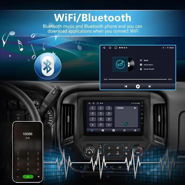 Alt view image 6 of 7 - Car Radio Stereo for Chevy Silverado GMC Sierra 2014-2018 with CarPlay | 2014-2018 (Without Bo-seSystem) 10 Inch Touch Screen Support Carplay Android Auto