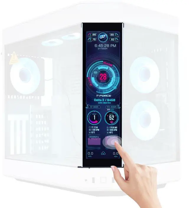 Main image of 12.6 Inch IPS LCD Touch Screen Monitor FHD 1920x515 Display, Fit for Hyte Y60 PC Case CPU GPU Secondary Monitor Panel, Built-in Dual Speakers, Plug & Play,with up to 10-Points of Multi-Touch