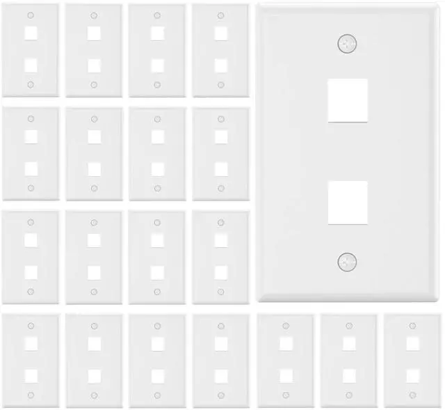 Main image of UL Listed Keystone Wall Plate 2-Port for Keystone Jack, White 20-Pack | UL Listed for Safety, Designed for RJ45/HDMI/Coax Kystone Jack, Low Profile Wall Plate, Bulk Pack