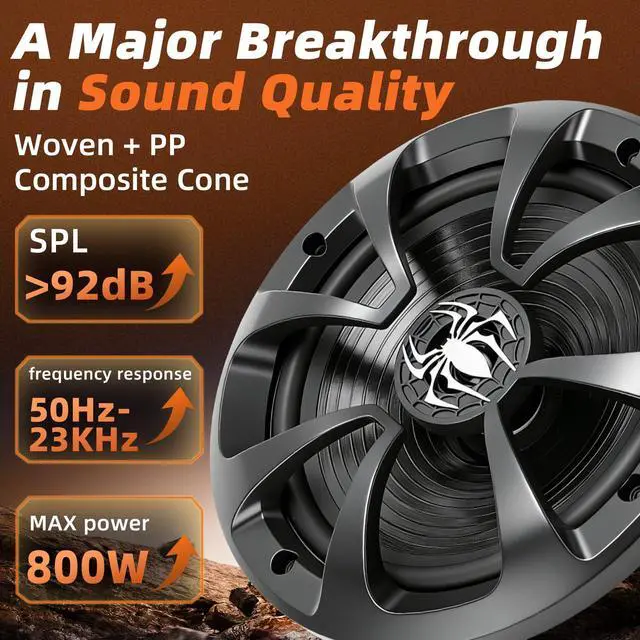 Alt view image 3 of 7 - Upgraded 6.5" Coaxial Car Speakers, 800W Max 4 Ohm Car Audio Speakers High-end Silk Dome Tweeter, Plug & Play Installation, Durable Design - Pair