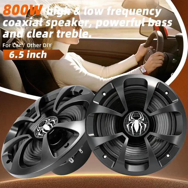 Alt view image 2 of 7 - Upgraded 6.5" Coaxial Car Speakers, 800W Max 4 Ohm Car Audio Speakers High-end Silk Dome Tweeter, Plug & Play Installation, Durable Design - Pair