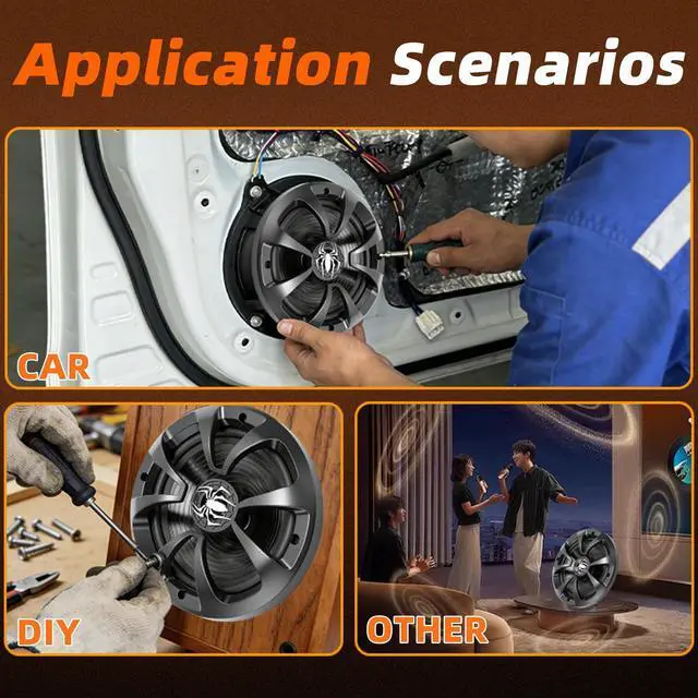 Alt view image 6 of 7 - Upgraded 6.5" Coaxial Car Speakers, 800W Max 4 Ohm Car Audio Speakers High-end Silk Dome Tweeter, Plug & Play Installation, Durable Design - Pair