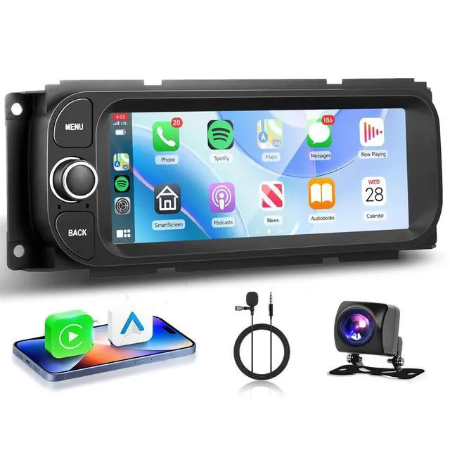 Main image of Radio for Dodge Ram 1500/2500/3500 2002-2006,Jeep Grand Cherokee 1999-2004 | Jeep Wrangler 2003-2006 Wireless CarPlay Android Auto 5G WiFi 6.86 IPS Touch Screen Android Car Stereo
