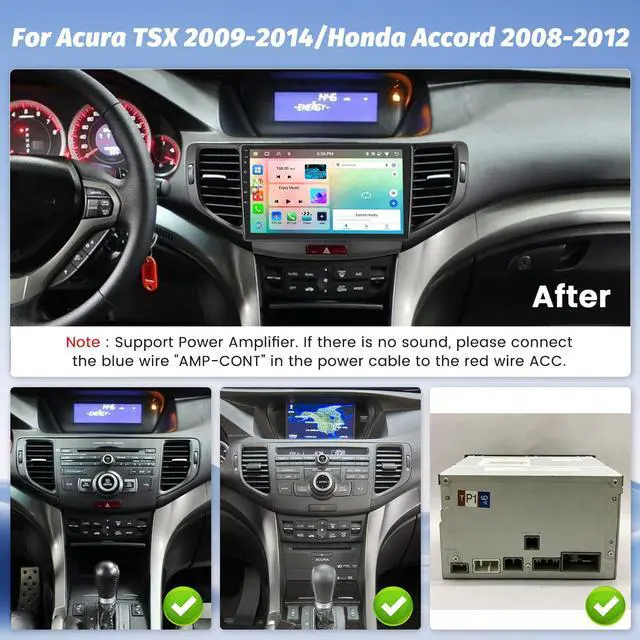 Alt view image 2 of 7 - 8 Cores 4+64G Car Radio for Acura TSX 09-14/Honda Accord 08-12 | 9" Touch Screen Carplay Android Auto with 32EQ Bluetooth WiFi GPS Navigation Mirror Link Backup Camera