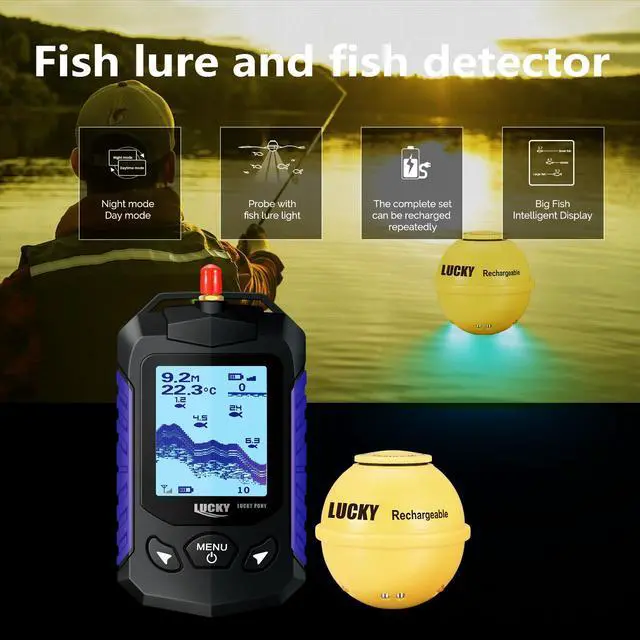 Alt view image 4 of 7 - Handheld Portable Fish Depth Finders Castable Kayak Sonar Fish Finder Compact Wireless Boat Fishfinder Lightweight for Shore Lake Ice Fishing FF168-WLA