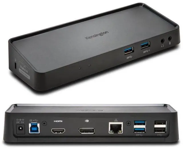 Main image of USB 3.0 Dual Display Docking Station (K33997WW) Black | 4 USB 3.0 + 2 USB 2.0 ports, DP & HDMI dual 2K@60Hz, GbE, powers accessories only (not laptop), Mac requires USB-C adapter